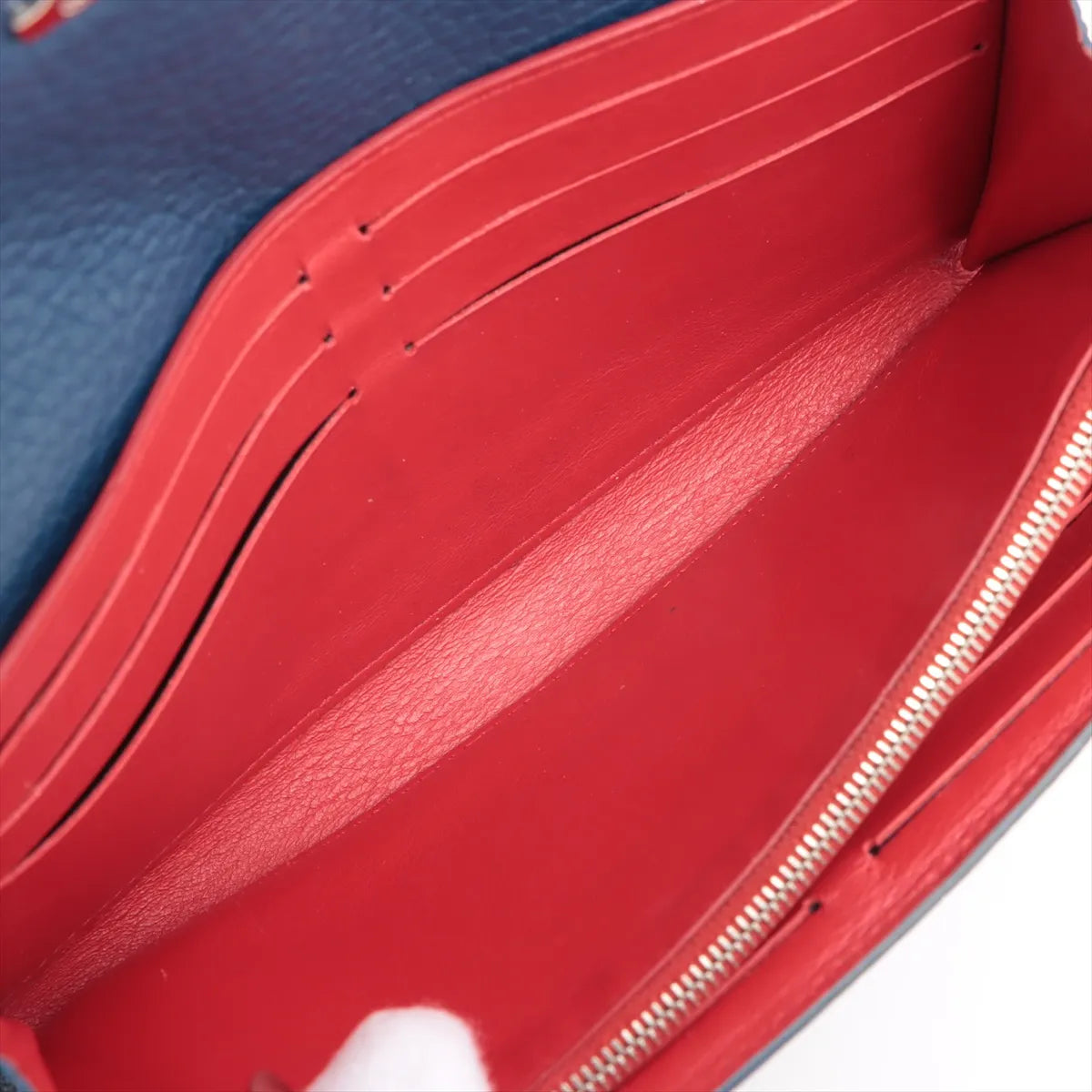 Louis Vuitton Taurillon Capucines Long Wallet Navy x Red