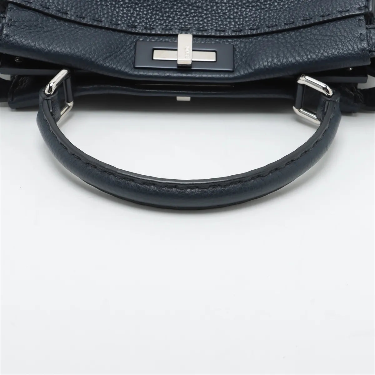 Fendi Peekaboo Regular Selleria Leather Handbag Navy Blue