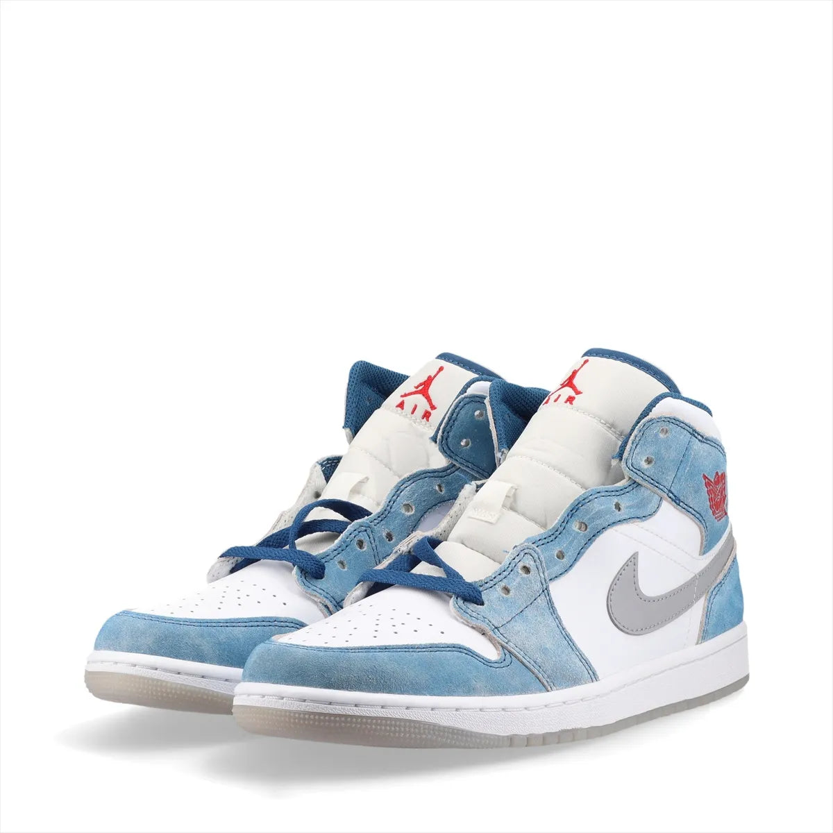 Nike Air Jordan 1 Mid SE Suede Leather High-top Sneakers Men's White x Blue