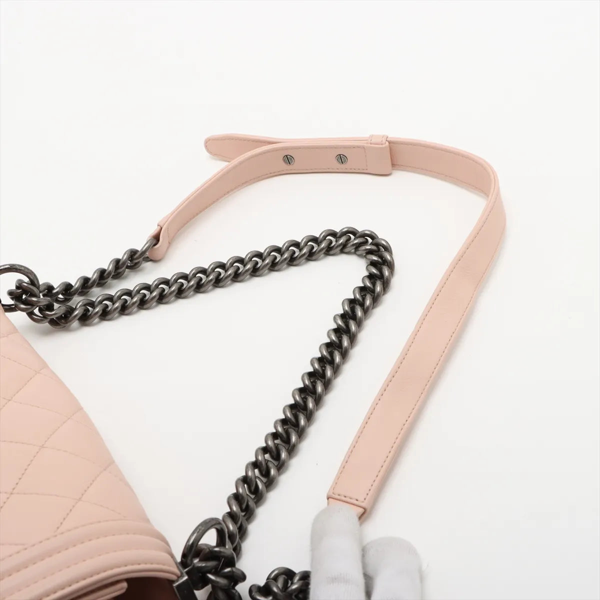 Chanel Boy Chanel 25 Lambskin Chain Shoulder Bag Pink