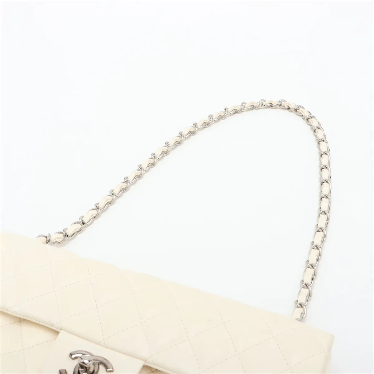 Chanel Matelasse Lambskin Single Flap Single Chain Bag White