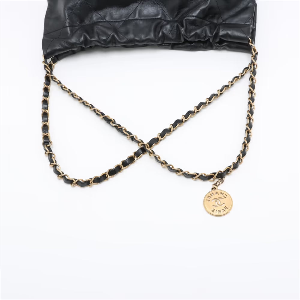 Chanel 22 Shiny Calfskin Small Shoulder Bag Black