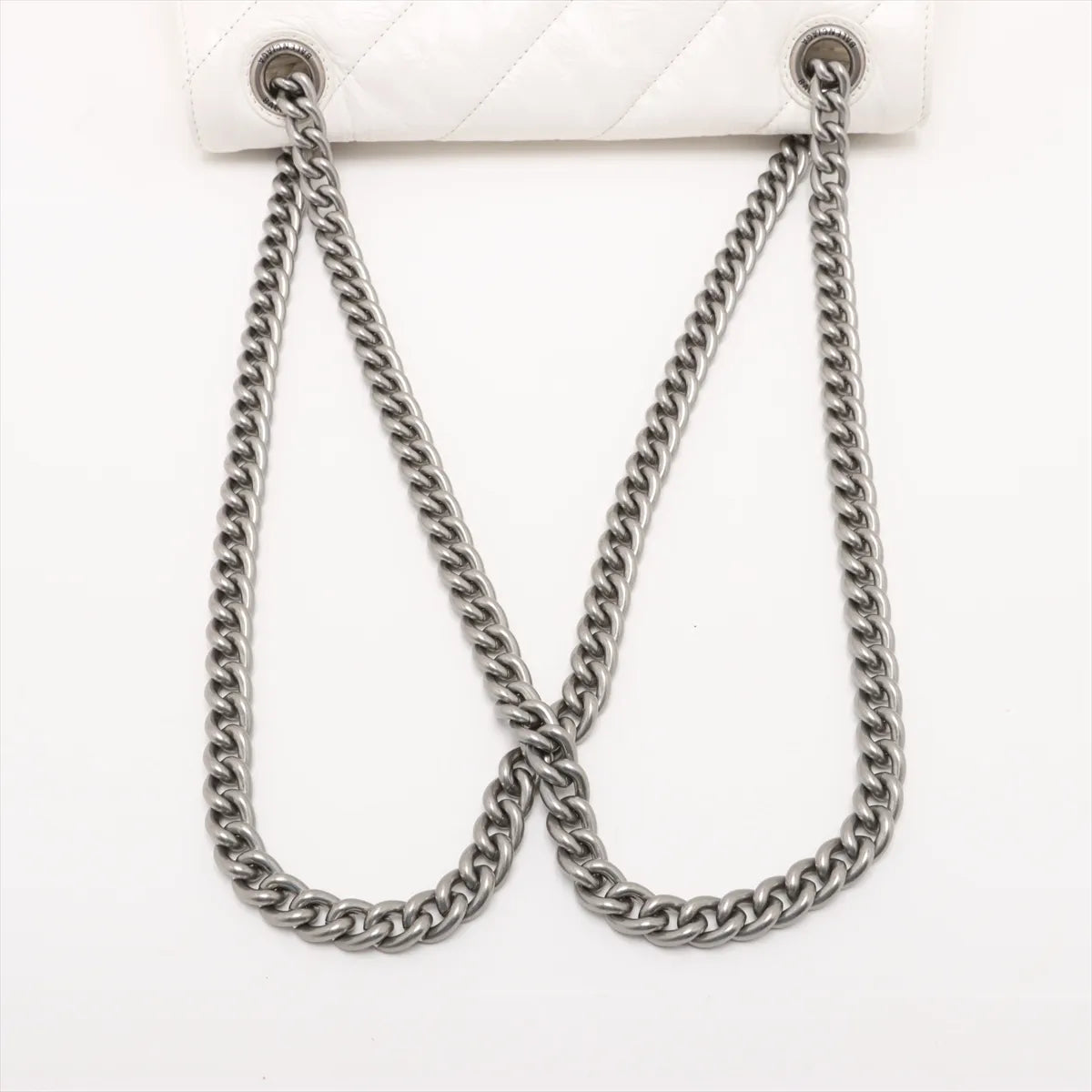 Balenciaga Crush Leather Chain Shoulder Bag White