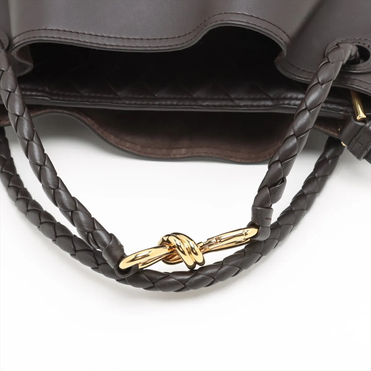 Bottega Veneta Andiamo Leather Two-Way Bucket Bag Brown