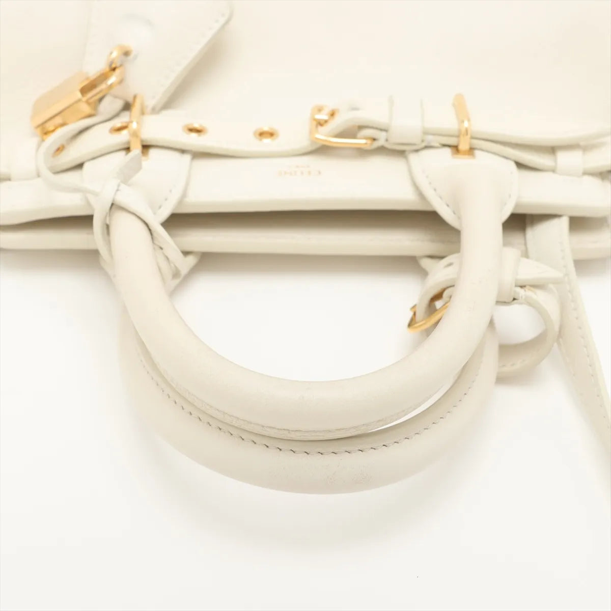 Celine Conti Leather Two-Way Handbag White