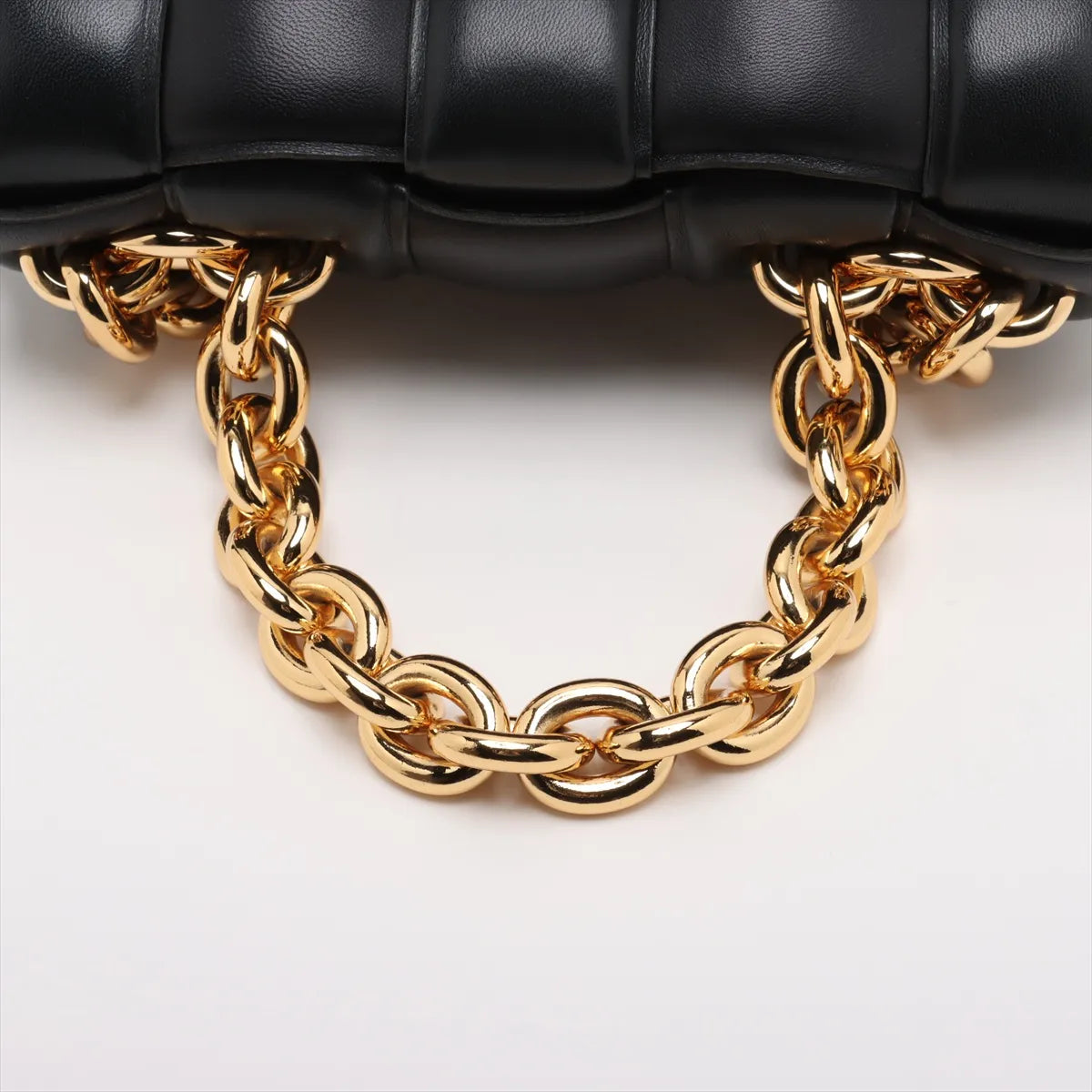 Bottega Veneta Maxi Intrecciato Padded Cassette Leather Chain Shoulder Bag Black