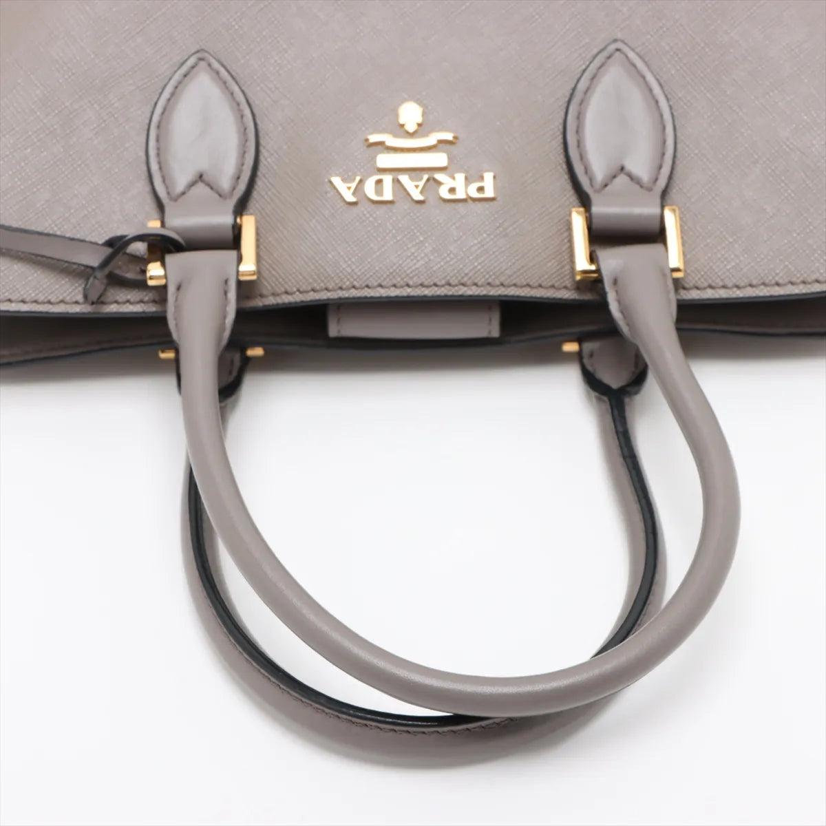 Prada Saffiano Soft Leather Two-Way Handbag Greige