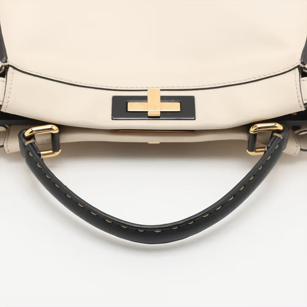 Fendi Peekaboo Regular Leather Two-Way Handbag White