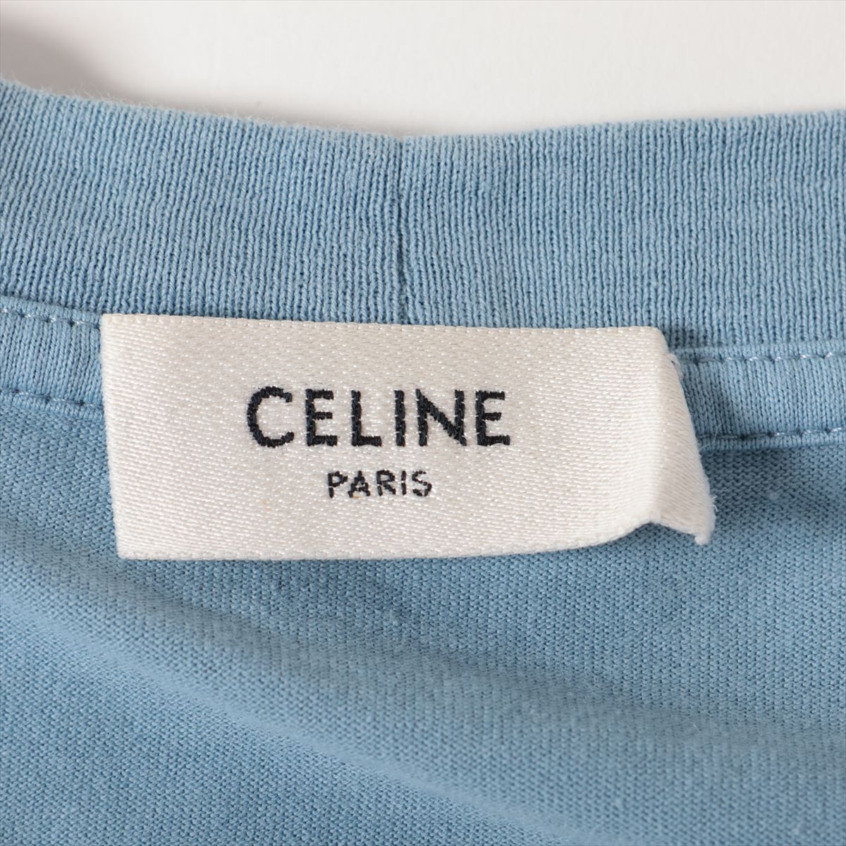 Celine Logo Cotton T-shirt Light Blue