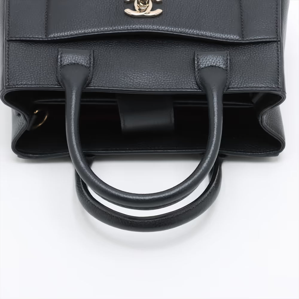 Chanel CC Logo Neo Executive Small Leather Two-Way Handbag Black