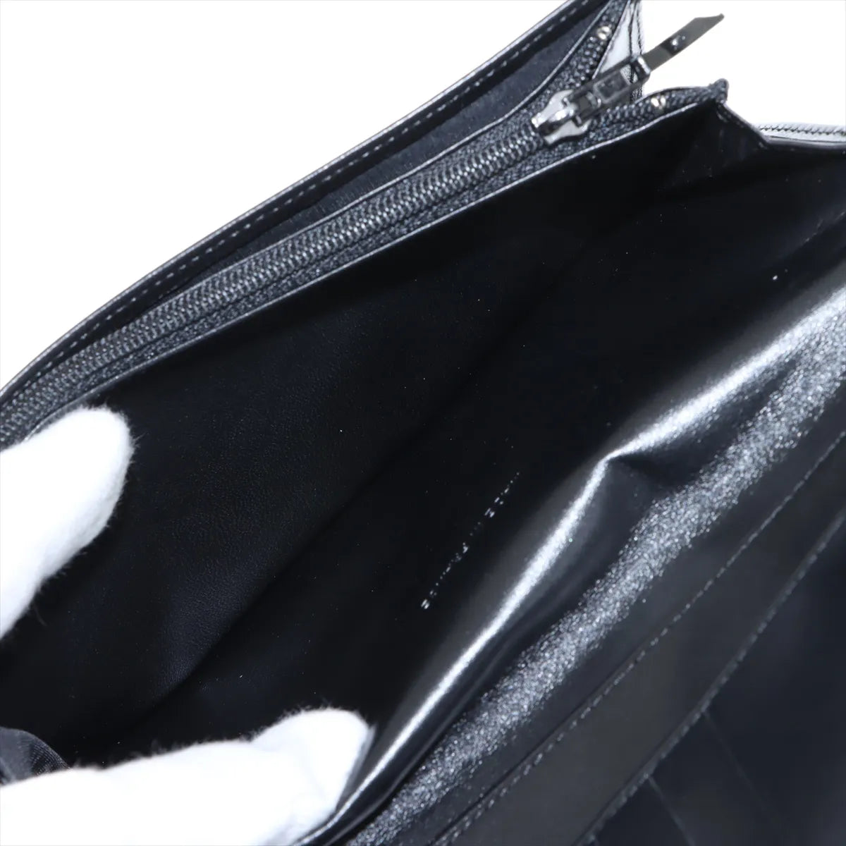 Chanel CC Logo Patent Leather Long Wallet Black