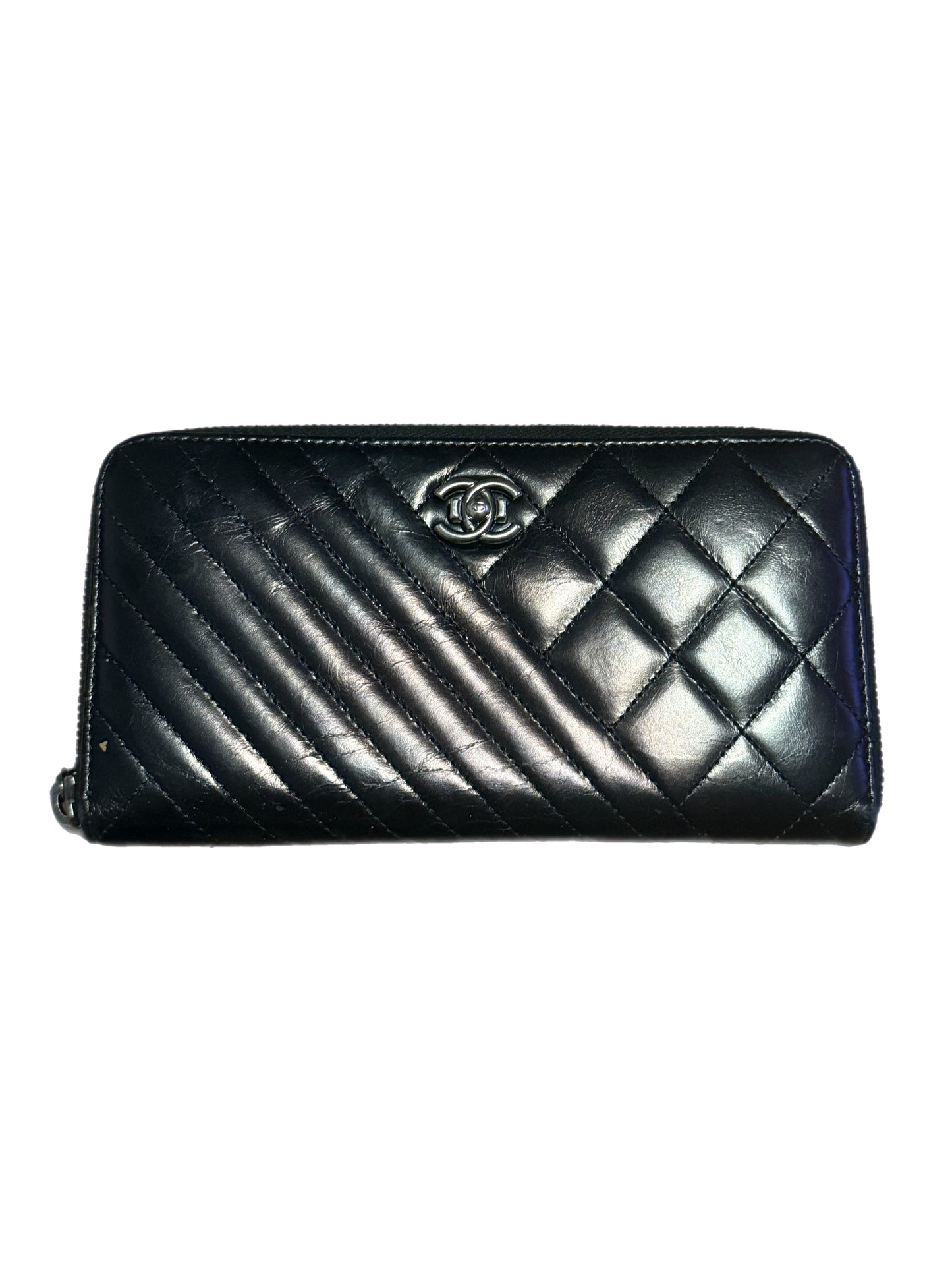 Chanel Quilted Lambskin Zip Wallet – Black