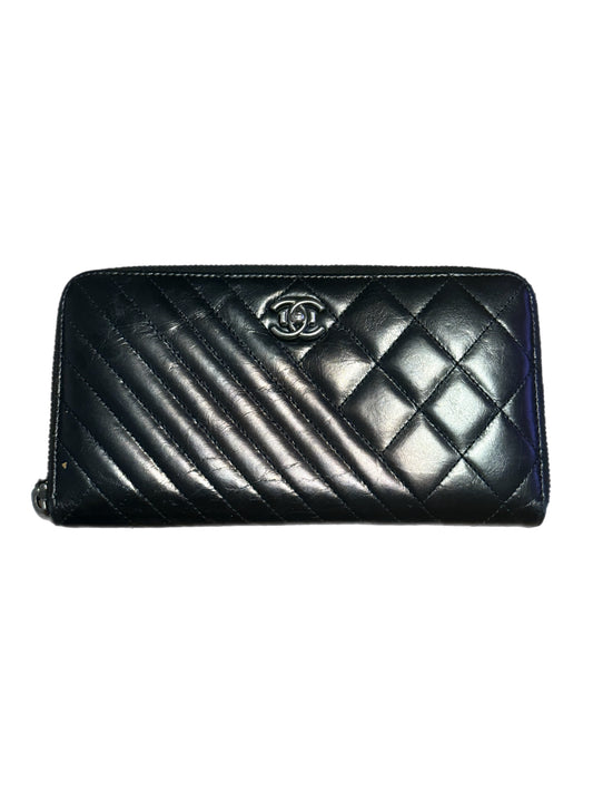 Chanel Quilted Lambskin Zip Wallet – Black