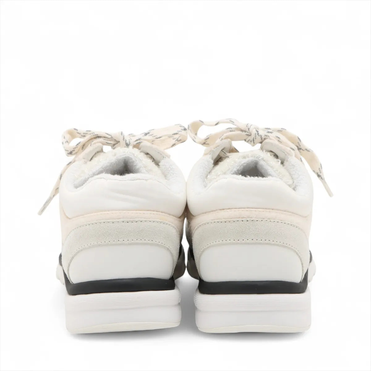 Chanel CC Logo Suede x Fabric Sneakers Ivory x White
