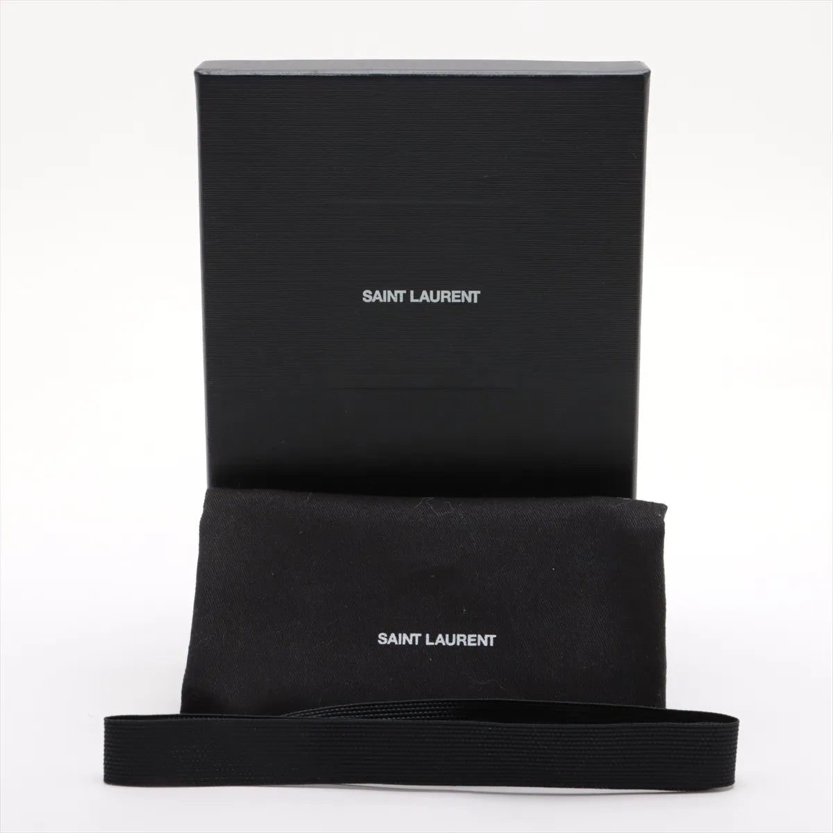 Saint Laurent Paris V Stitch Leather Coin Card White