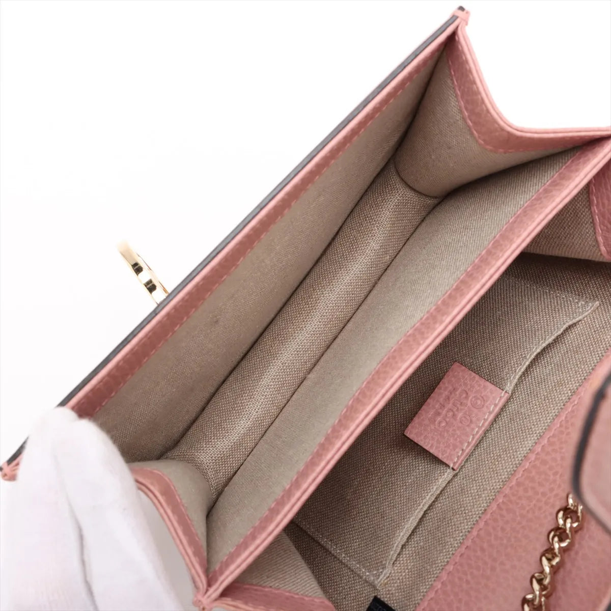 Gucci Interlocking G Leather Chain Shoulder Bag Pink