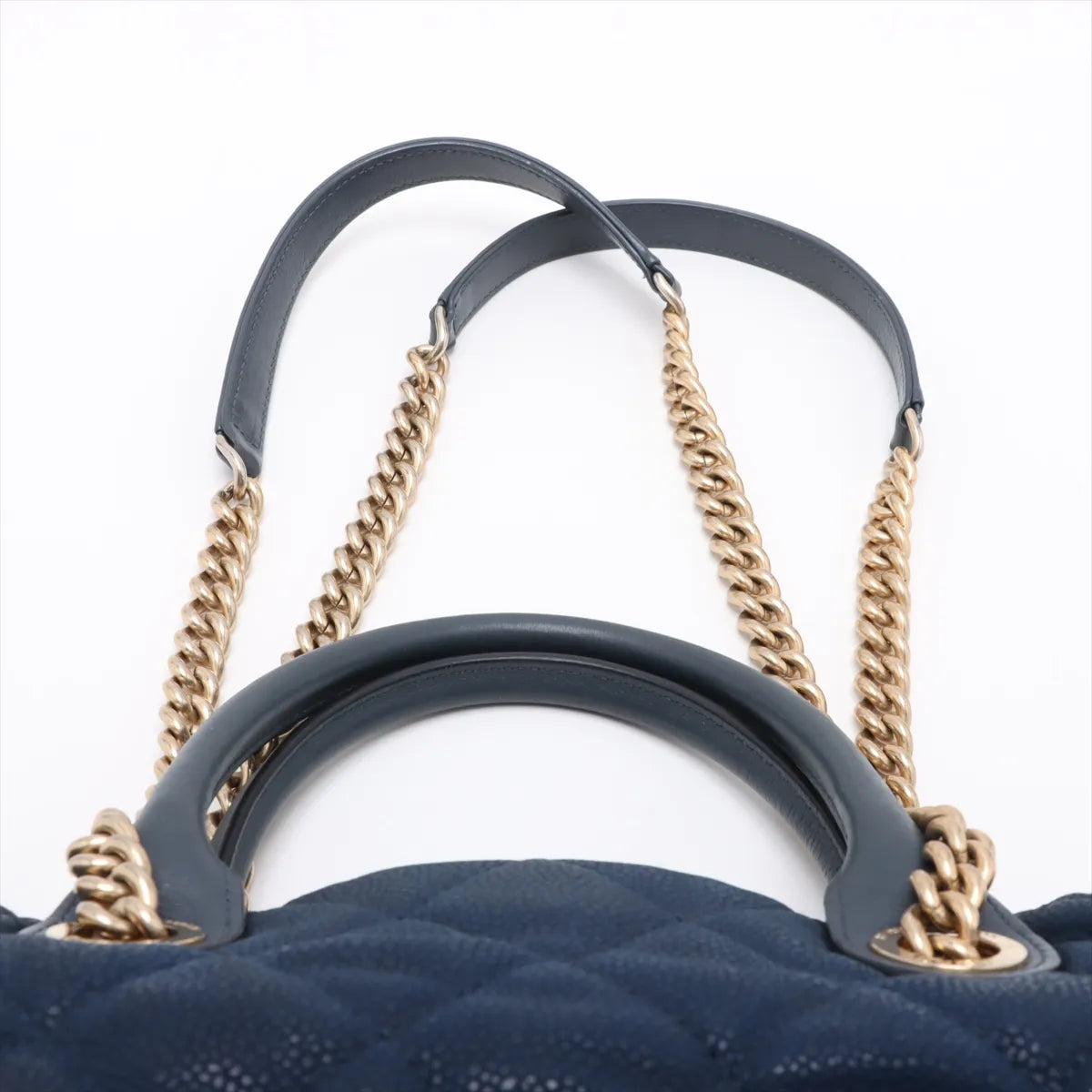 Chanel Matelasse Caviar Skin Two-Way Tote Bag Navy Blue