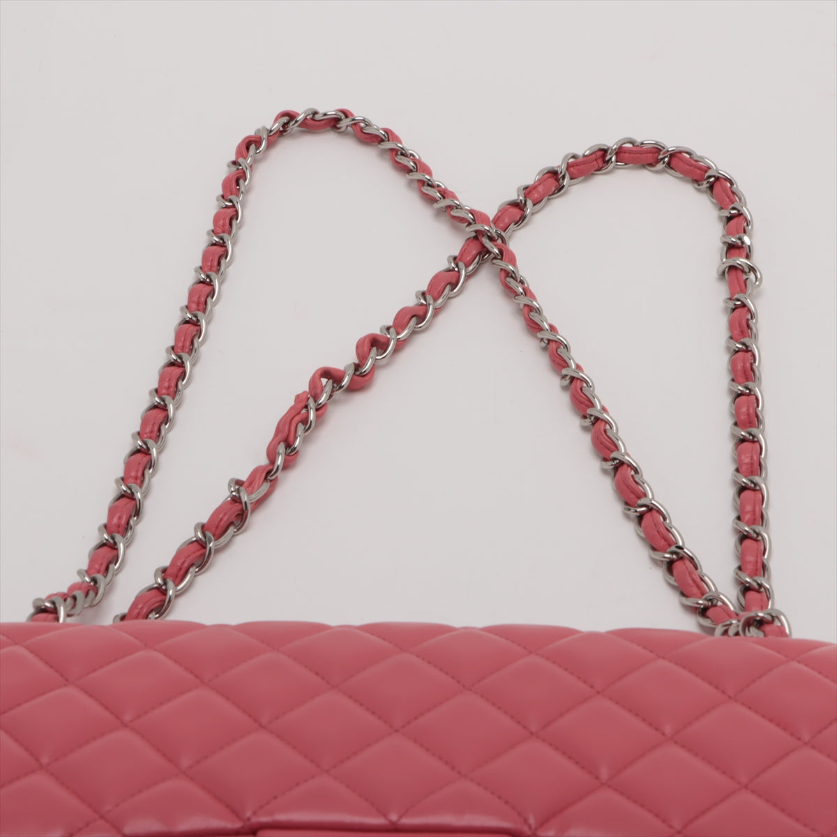 Chanel Matelasse Large Lambskin Double Flap Double Chain Bag Pink