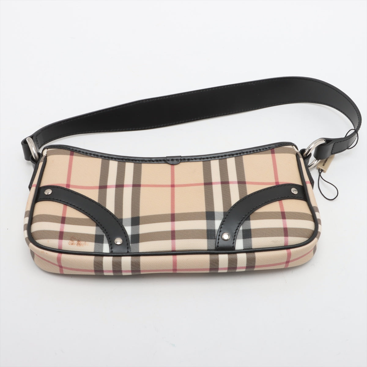 Burberry Nova Check Leather Baguette Bag Beige×Black