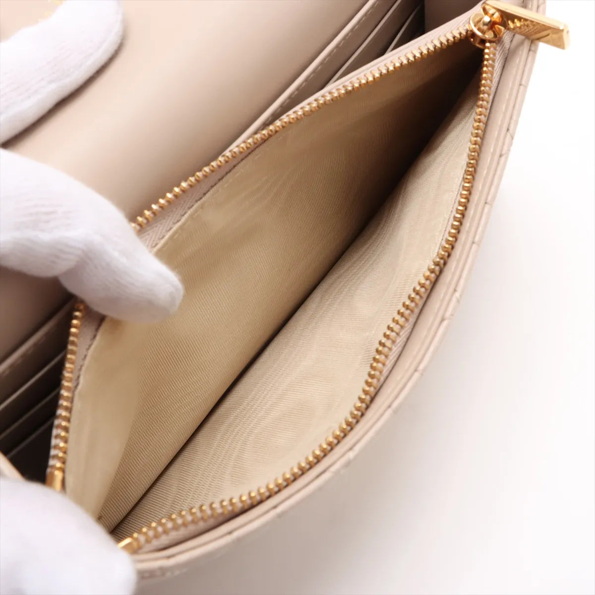 Christian Dior Cannage Caro Leather Wallet on Chain Beige