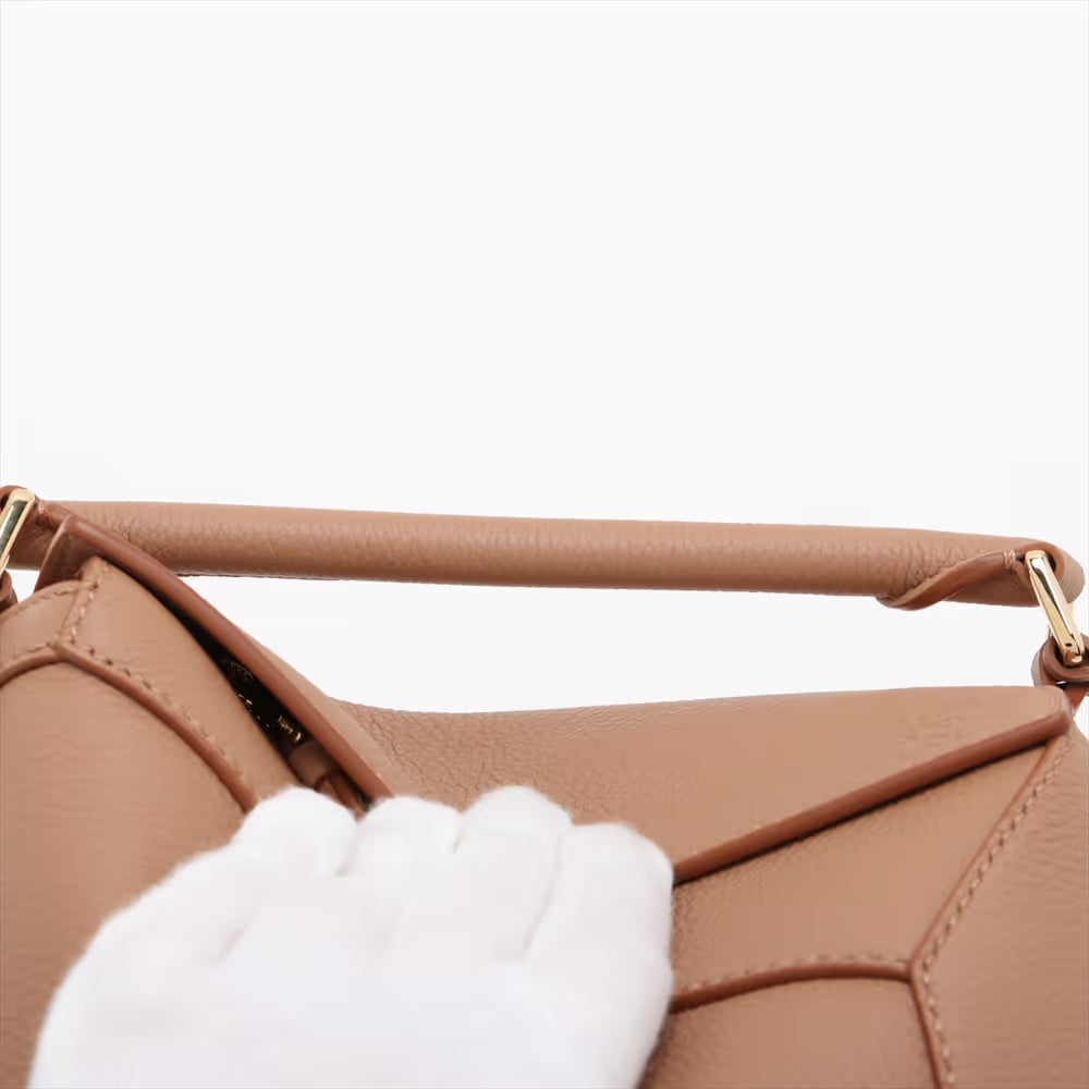 Loewe Mini Puzzle Leather Two-Way Shoulder Bag Beige