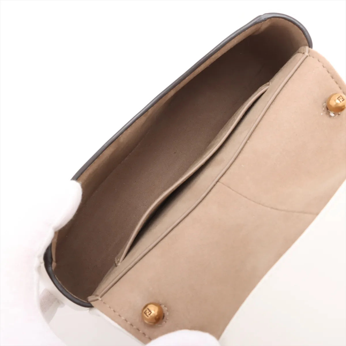 Fendi C'mon Small Leather Shoulder Bag White