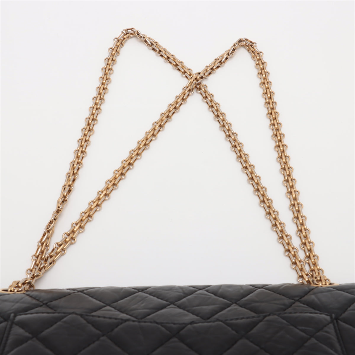 Chanel 2.55 Matelasse Maxi Vintage Calf Double Flap Double Chain Bag Black