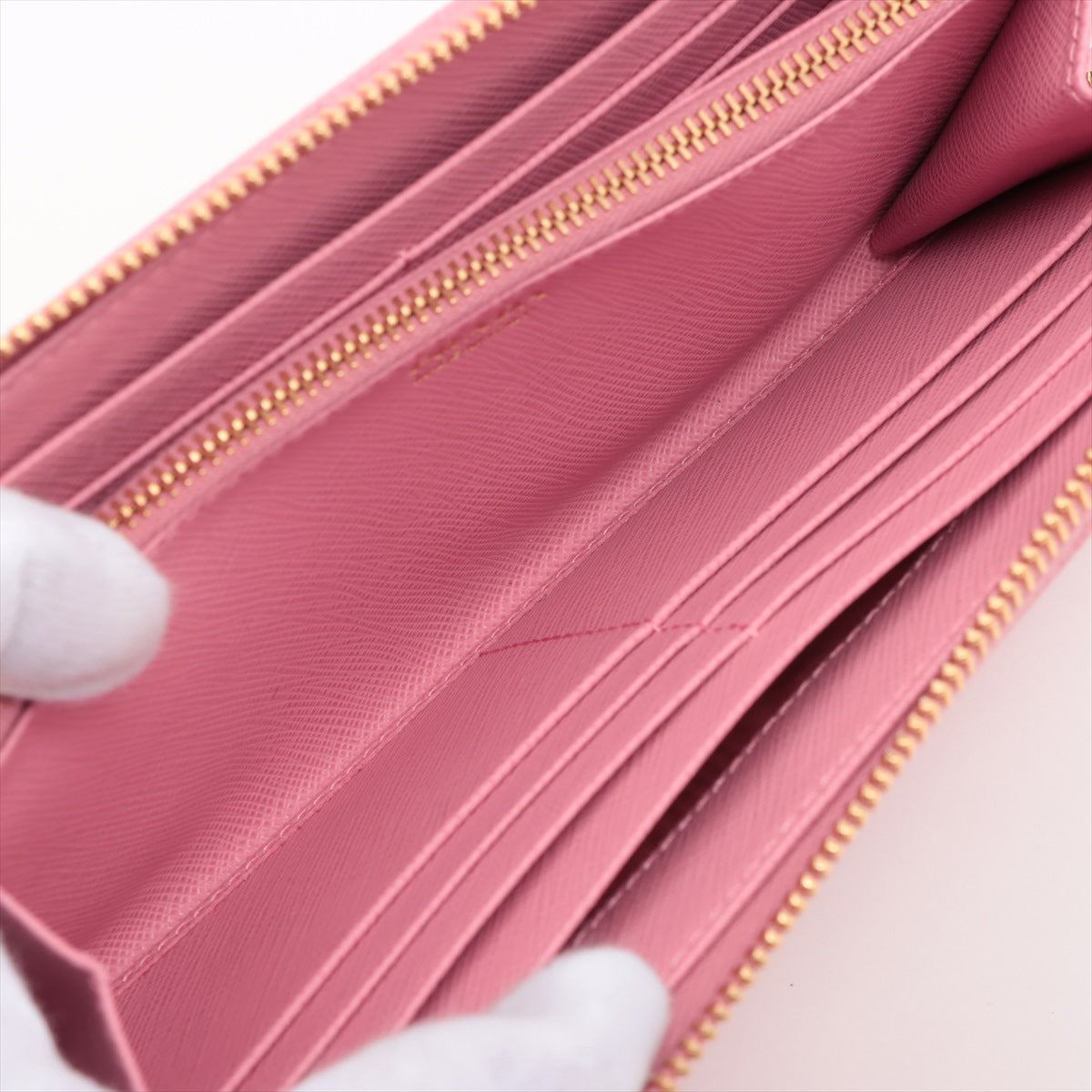 Prada Saffiano Leather Zippy Long Wallet Pink