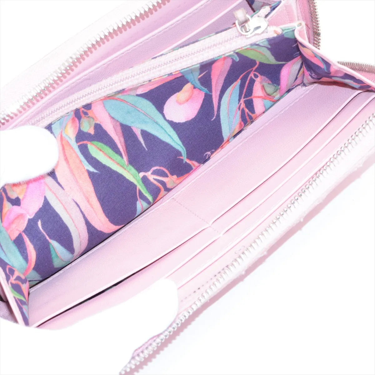 Chanel Wild Stitch Leather Zippy Long Wallet Pink