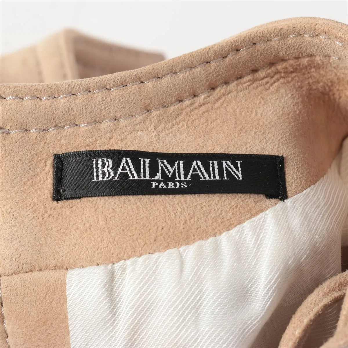 Balmain Lambskin Suede Dress Beige