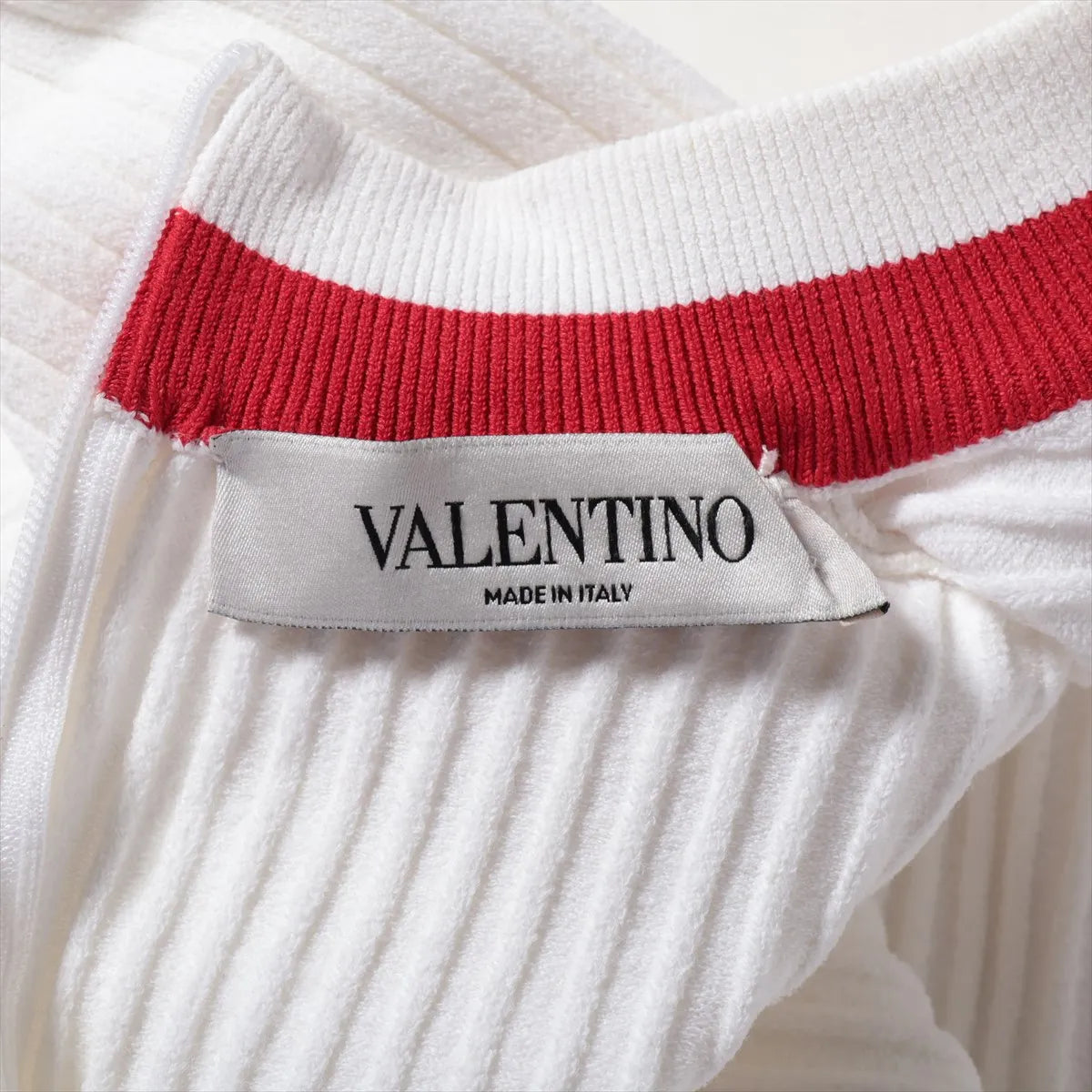 Valentino Rayon Ribbed Long Sleeve Bodysuit White