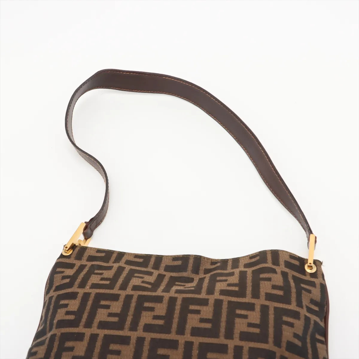 Fendi Zucca Canvas Leather Shoulder Bag Brown