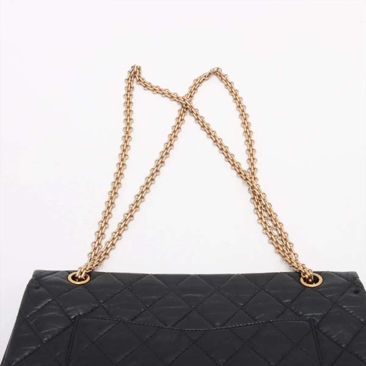 Chanel Matelasse 2.55 Maxi Vintage Calf Double Flap Double Chain Bag Black
