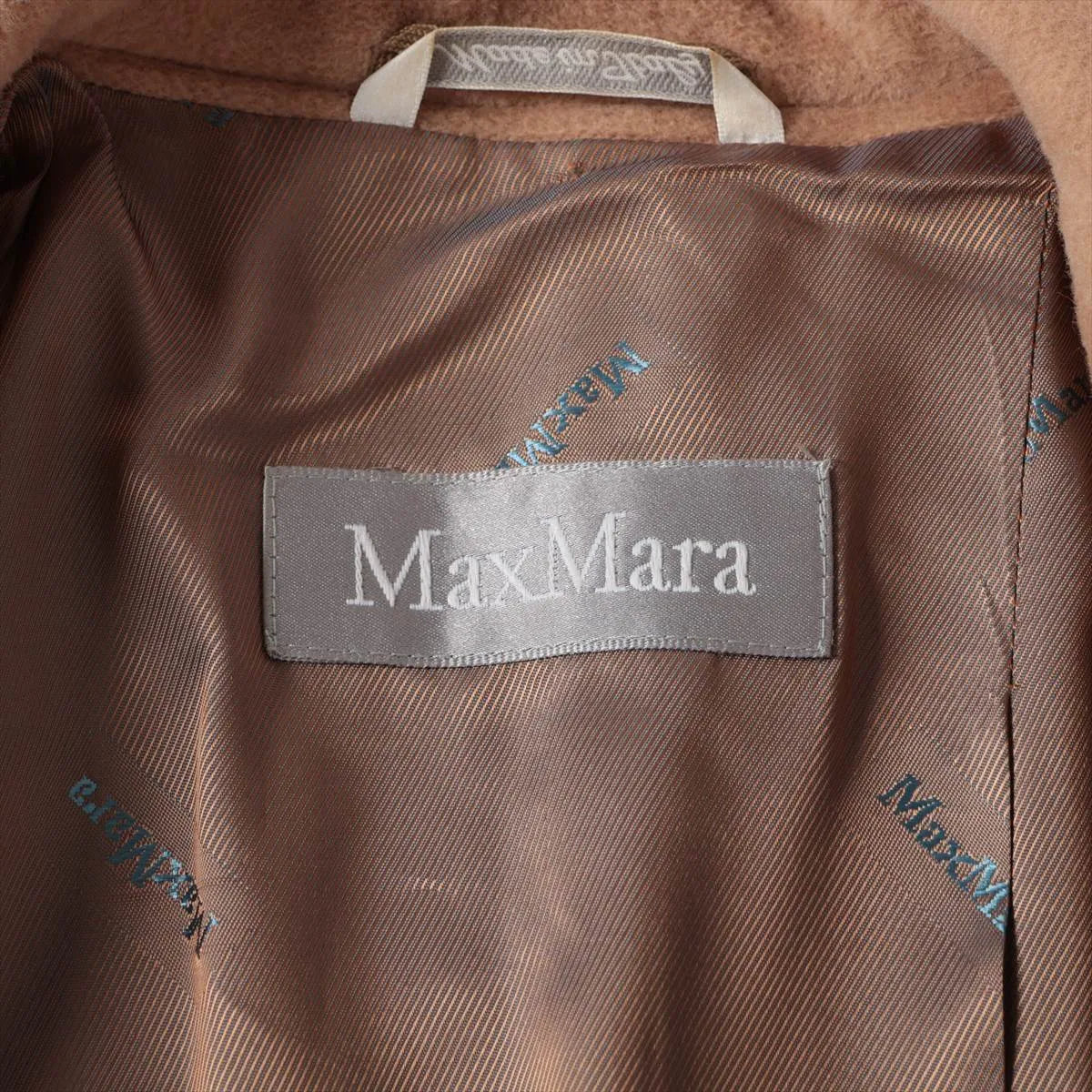 Max Mara Wool Long Belted Coat Beige