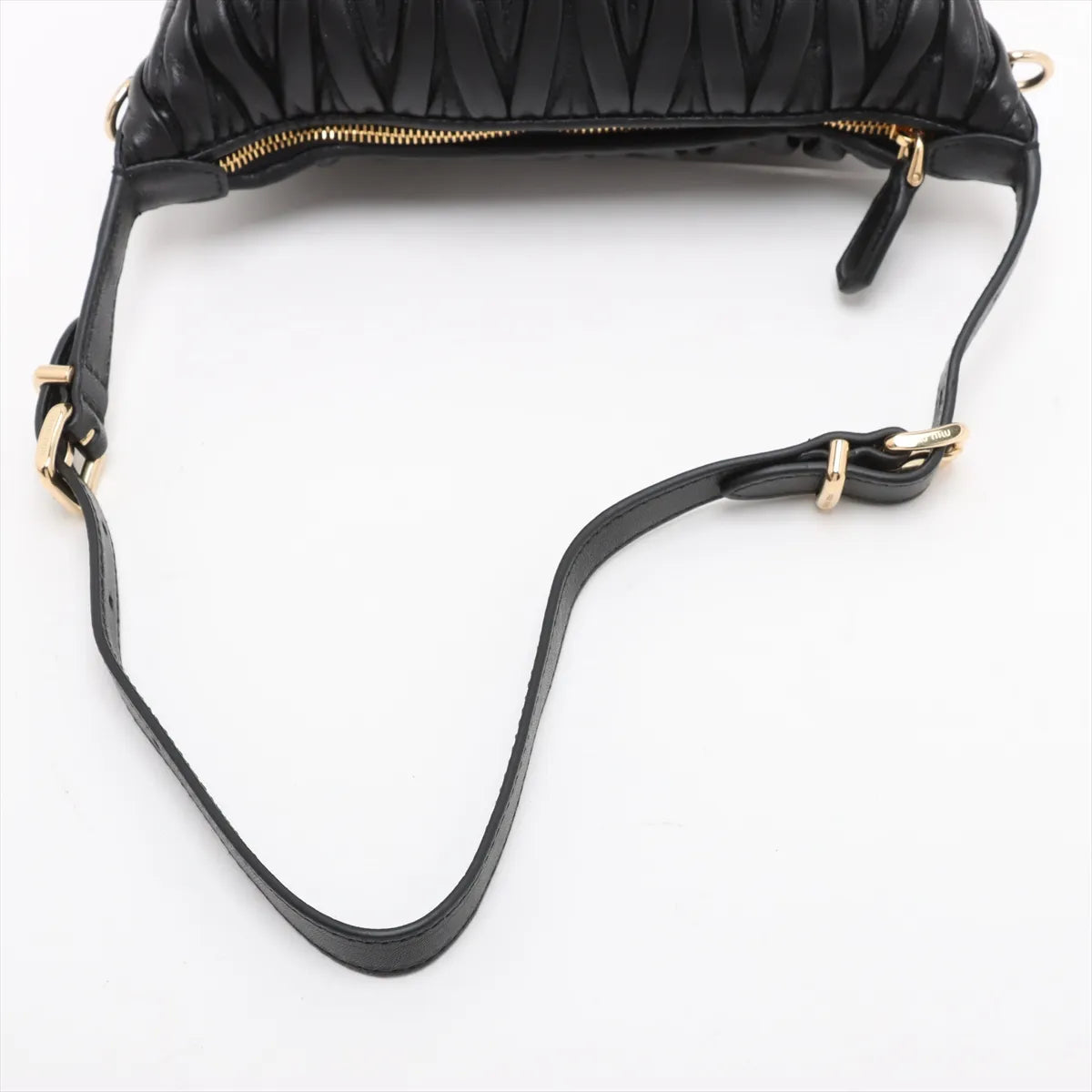 Miu Miu Matelasse Leather Shoulder Bag Black