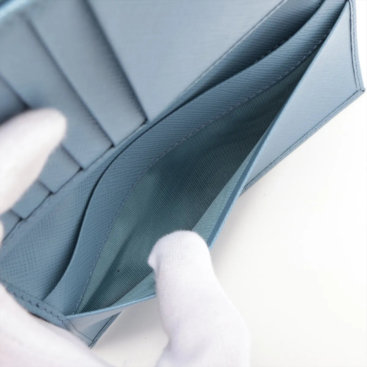 Prada Saffiano Leather Long Wallet Blue