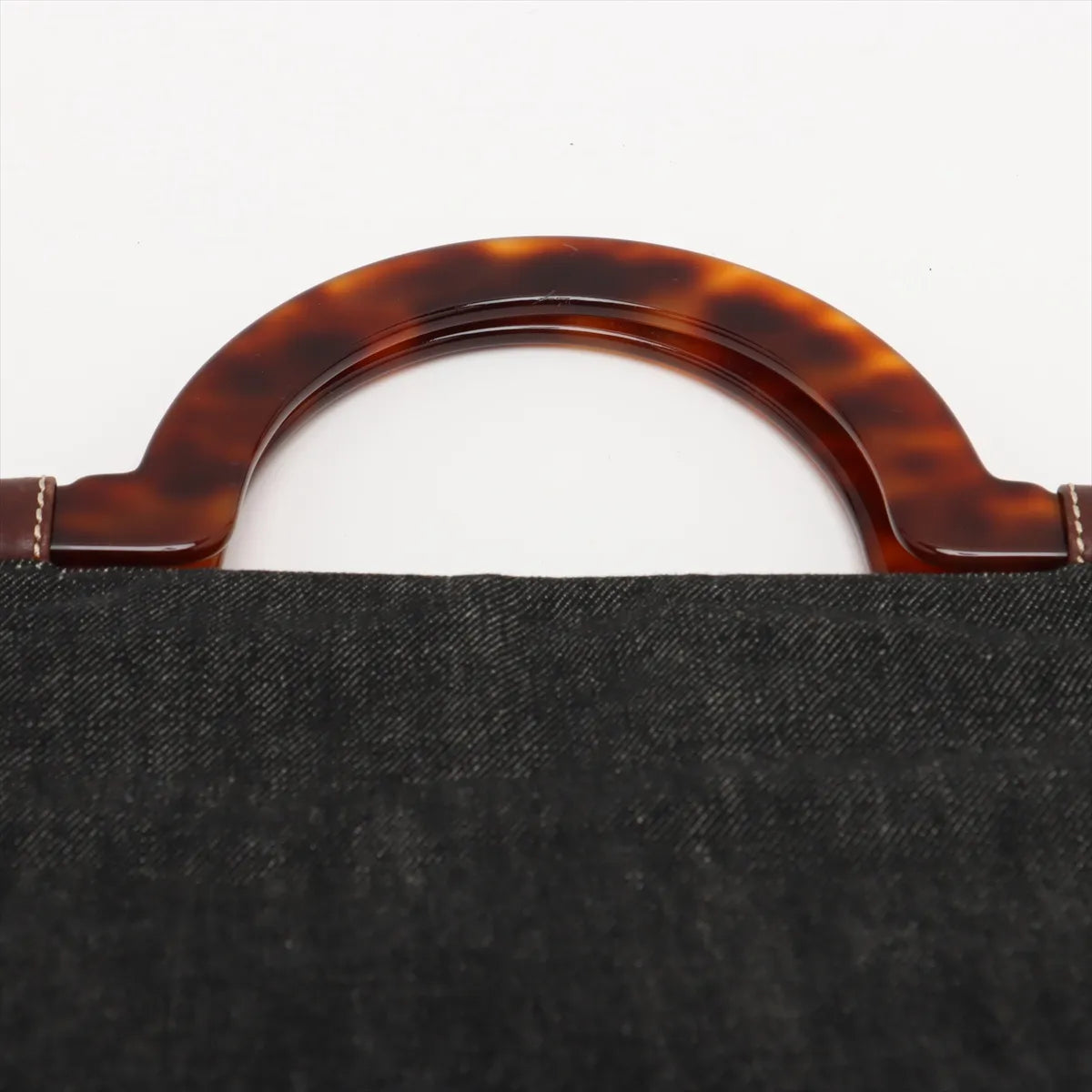 Chanel CC Logo Denim Tortoiseshell Top Handle Bag Black