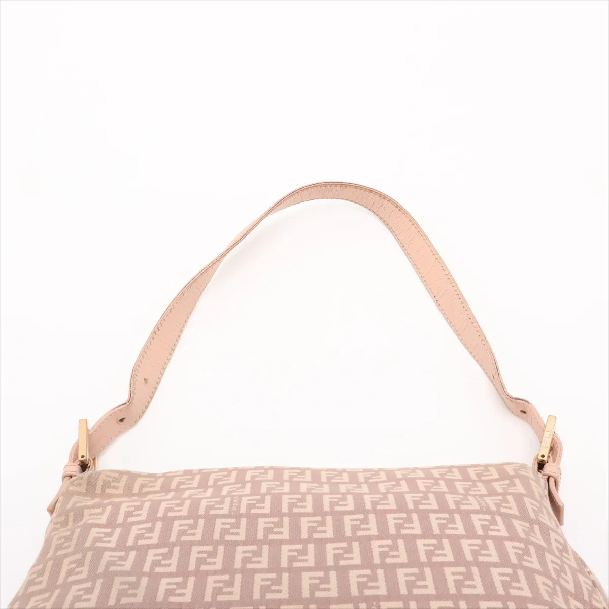 Fendi Zucchino Mamma Baguette Canvas Leather Shoulder Bag Pink x Beige