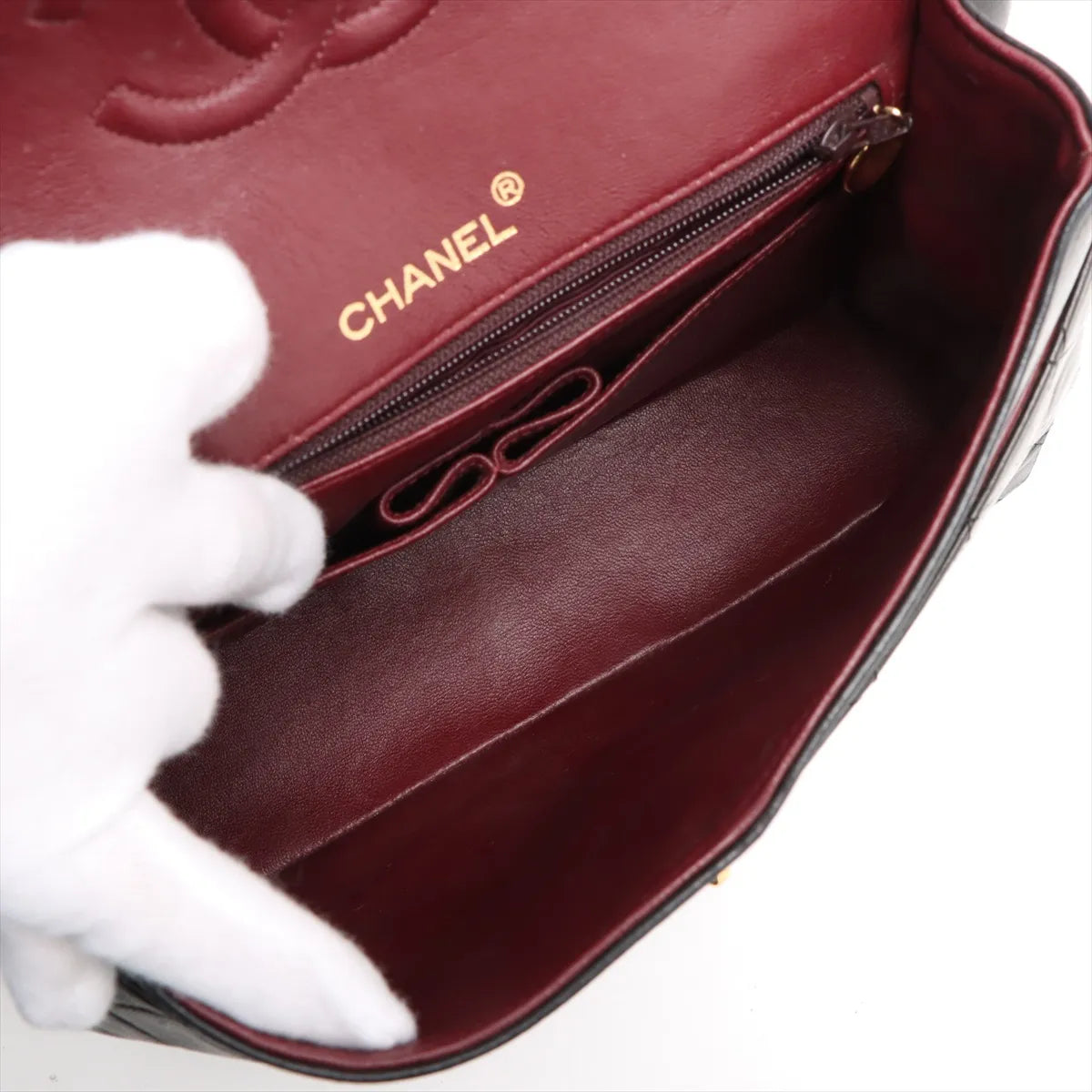 Chanel CC Logo Matelassé Lambskin Double Flap Double Chain Bag Black