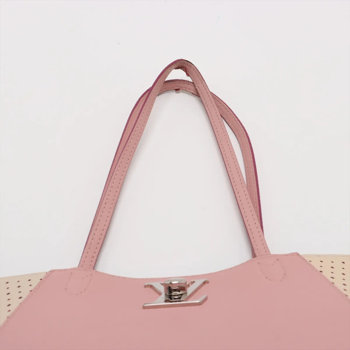 Louis Vuitton Perforated Lockme Cabas Tote Bag Pink x Cream