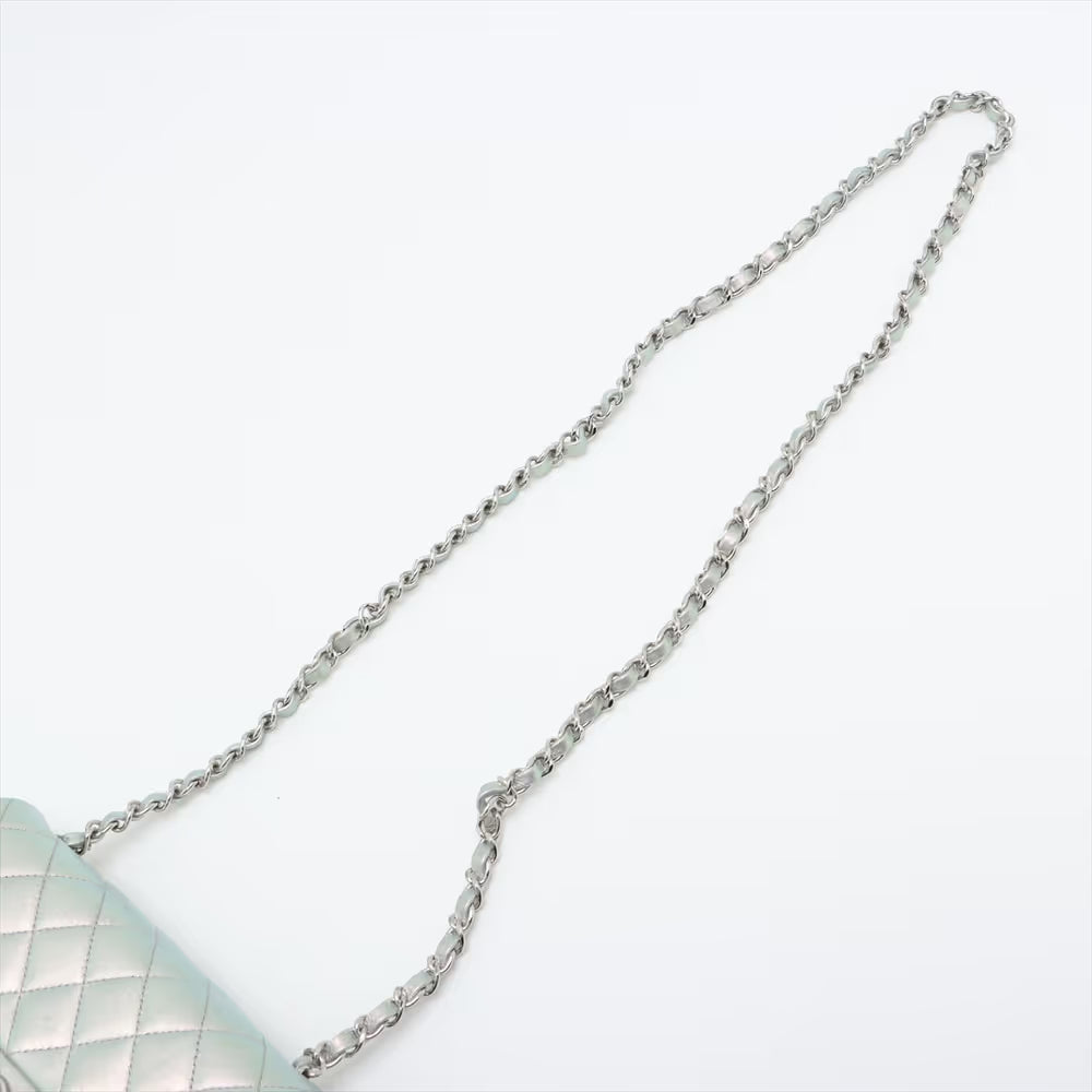 Chanel CC Logo Mini Matelasse 20 Leather Single Flap Single Chain Bag Silver