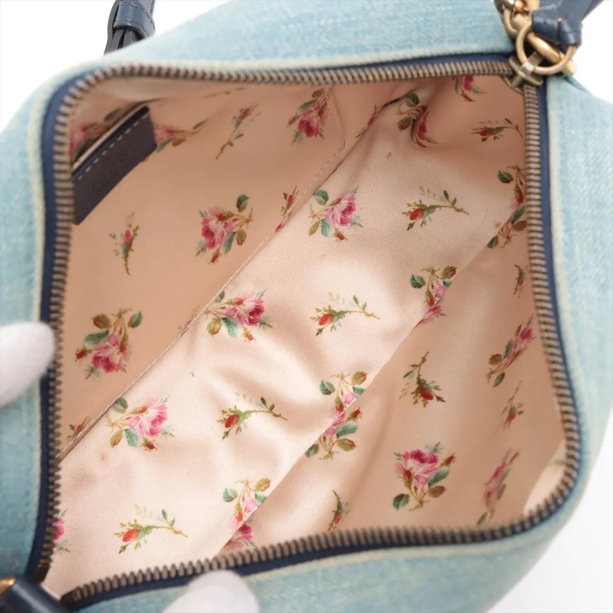 Gucci GG Marmont Pearl Denim Chain Shoulder Bag Blue