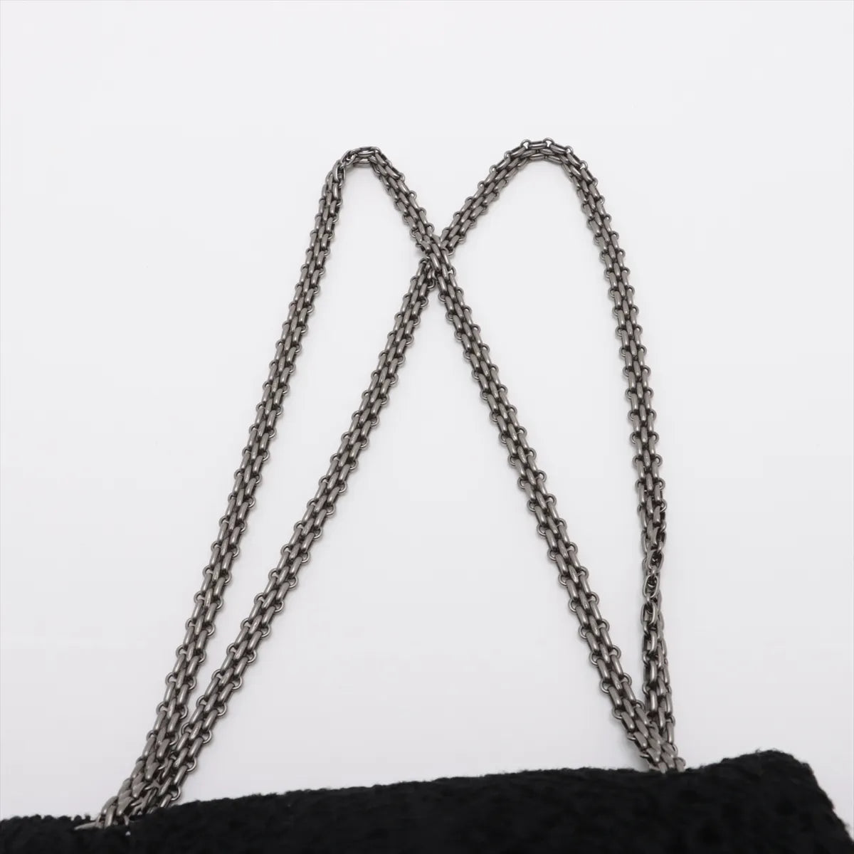 Chanel 2.55 Velour Double Flap Double Chain Bag Black