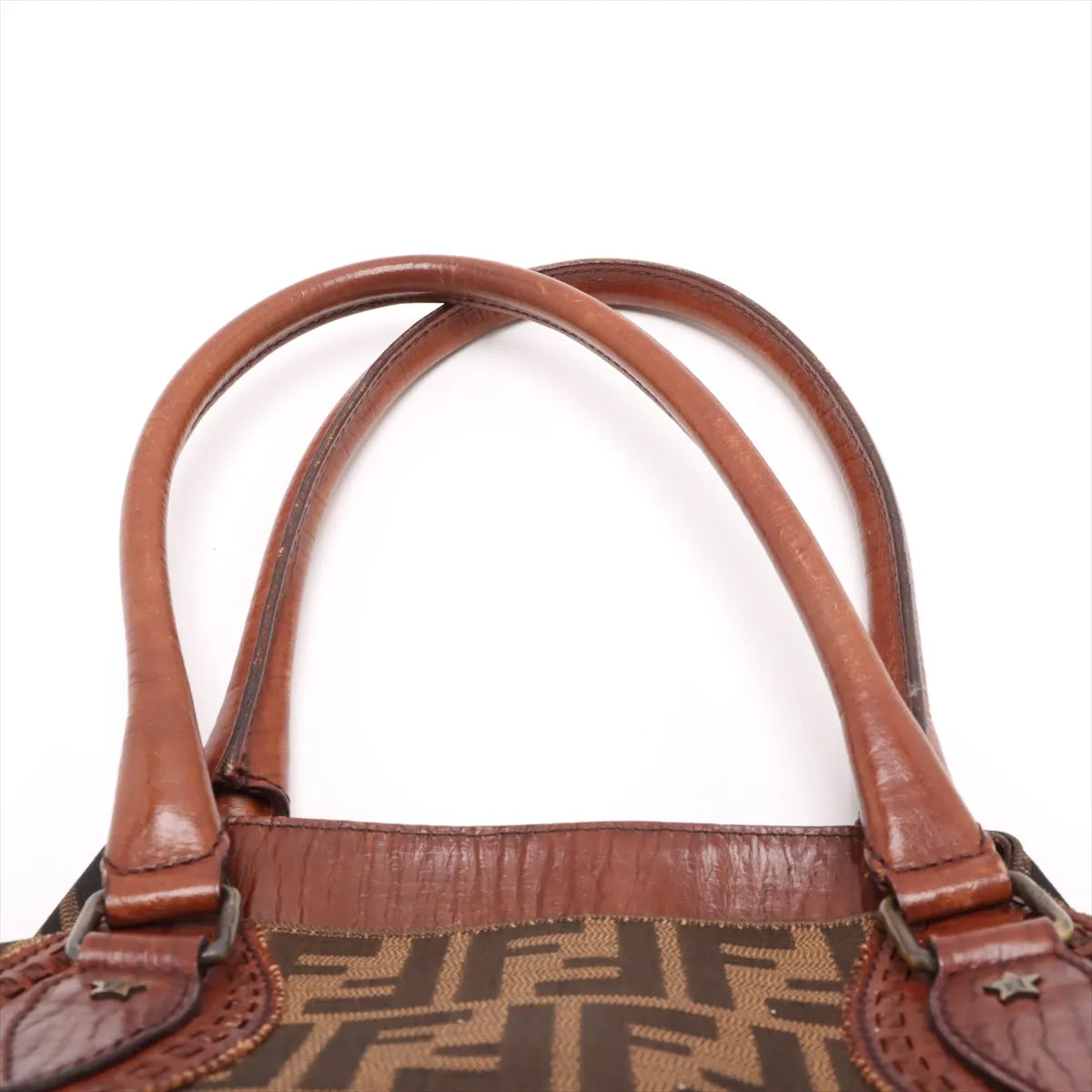 Fendi Zucca Canvas Leather Shoulder Bag Brown
