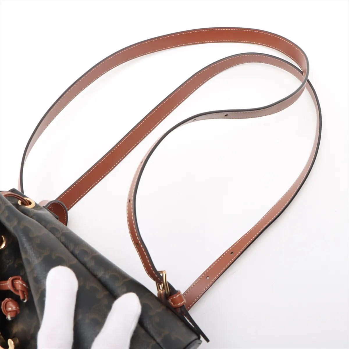 Celine Triomphe Bonnie Leather Backpack Brown
