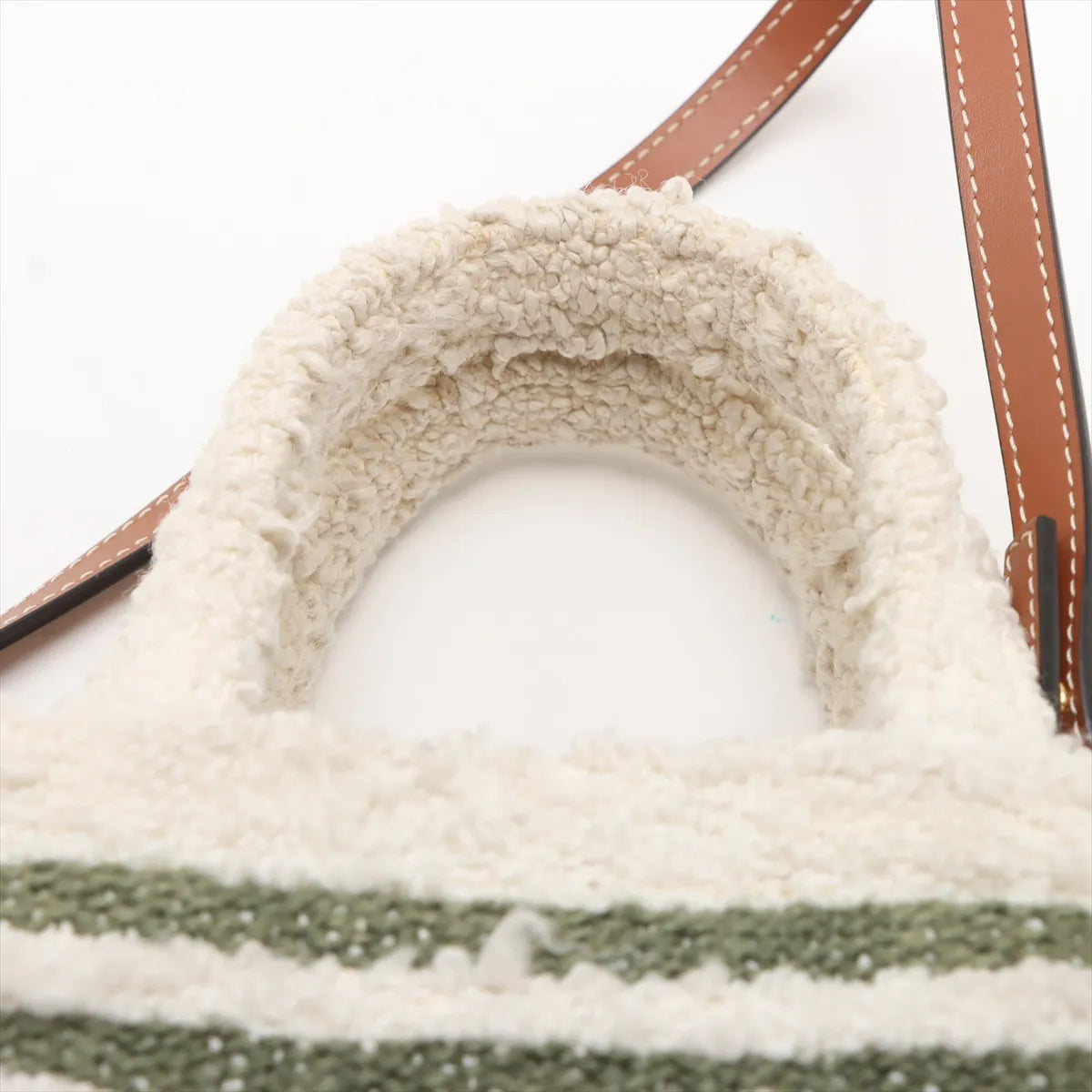 Celine Triomphe Small Cabas Two-Way Handbag White x Green