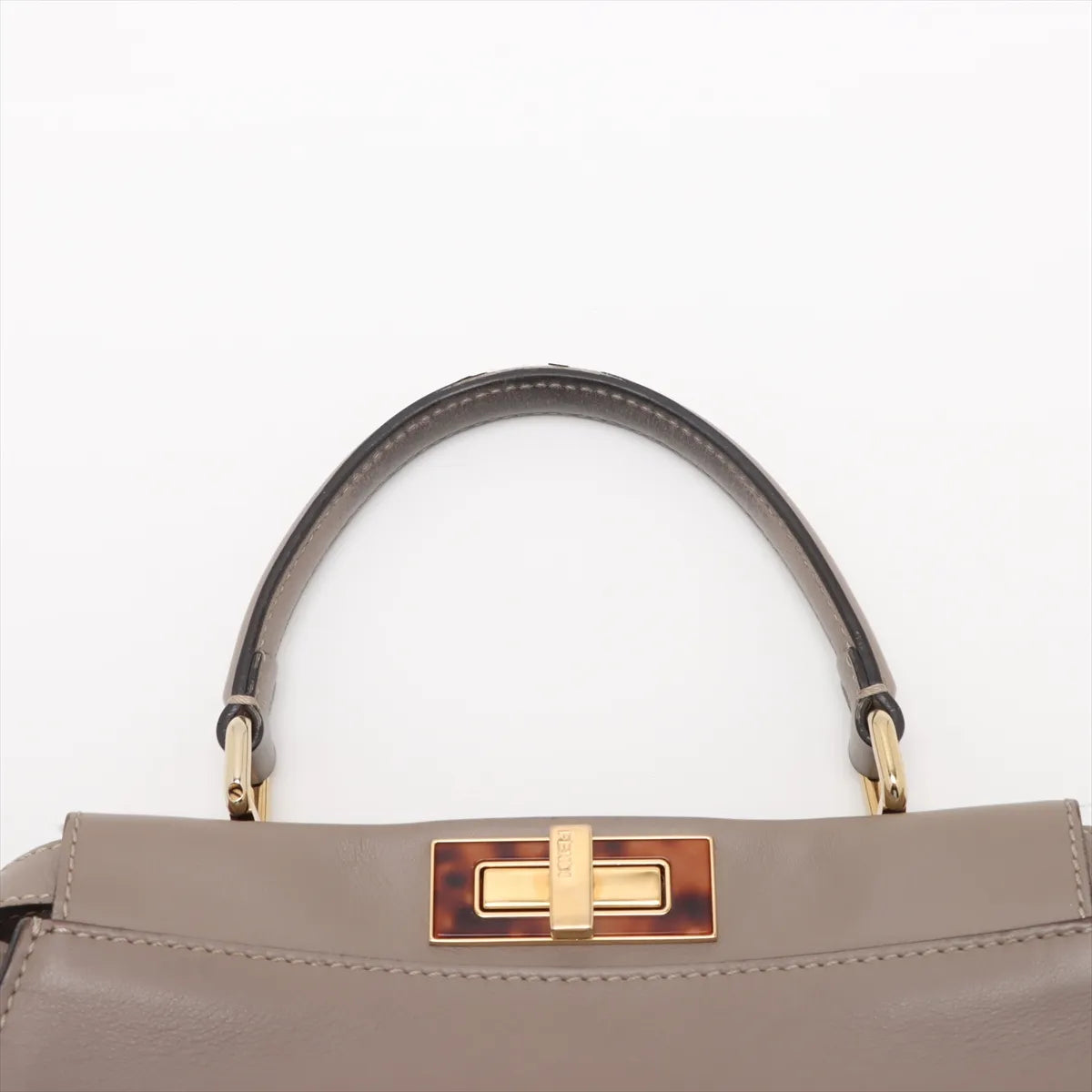 Fendi Peekaboo Regular Leather Two-Way Handbag Greige