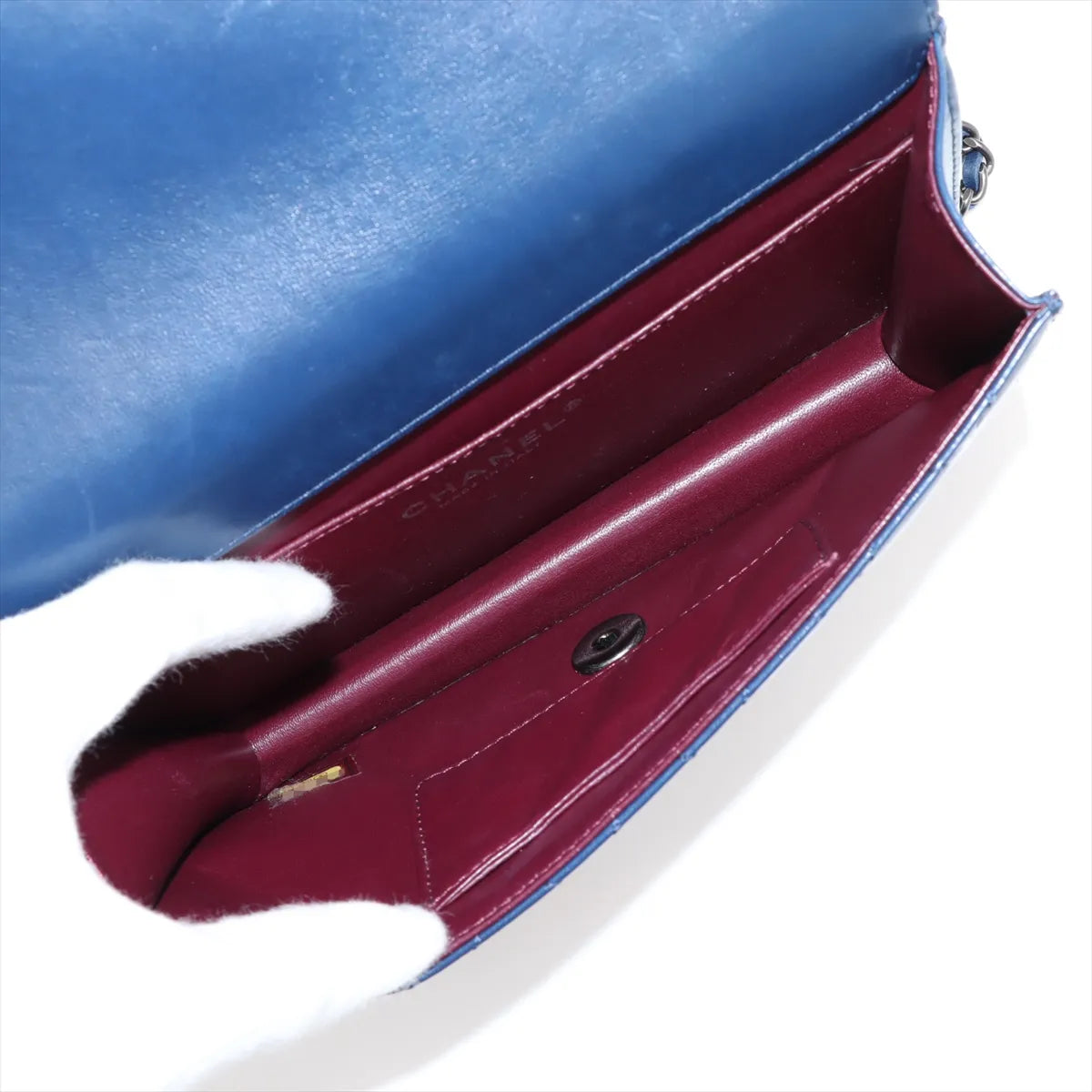 Chanel CC Logo Matelasse Lambskin Chain Shoulder Bag Navy Blue