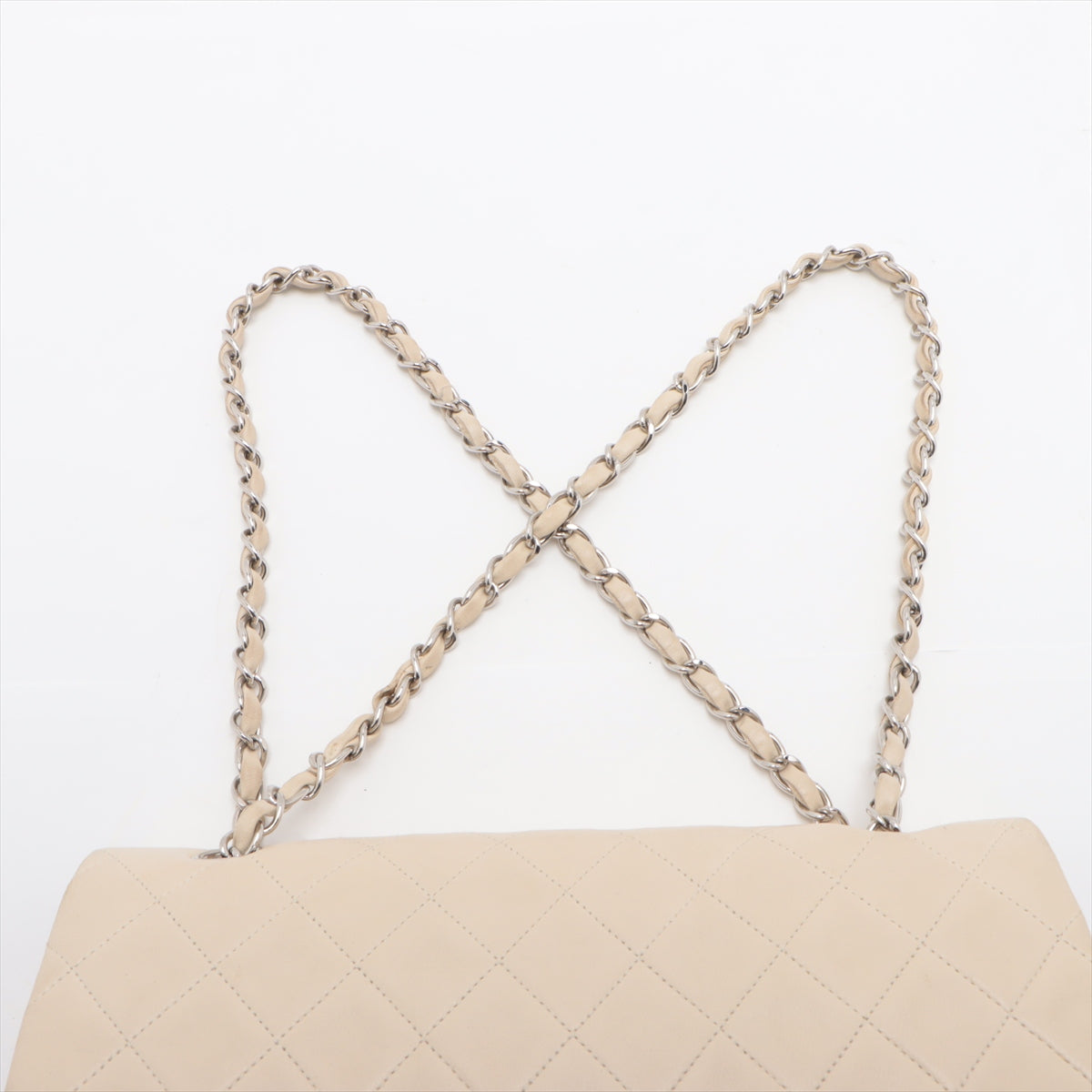 Chanel Matelasse 25 Lambskin Double Flap Double Chain Bag White