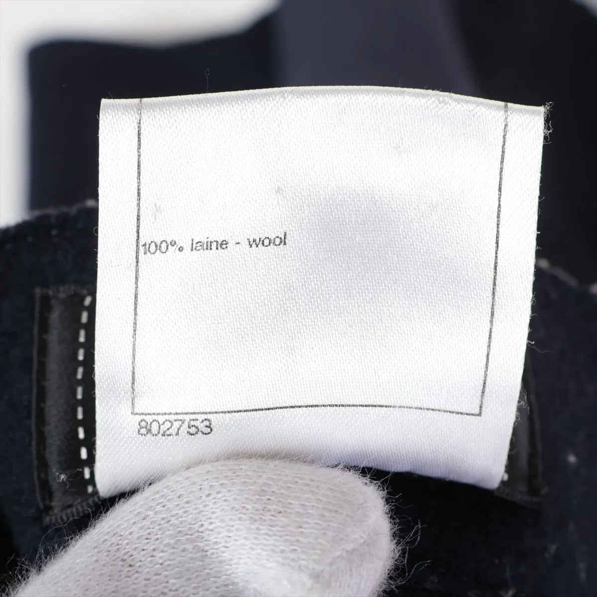 Chanel CC Logo Button Wool Skirt Navy Blue